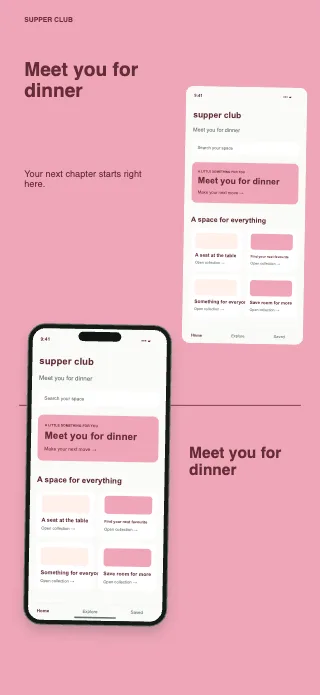 Supper Club screenshot design: Blueprint grid